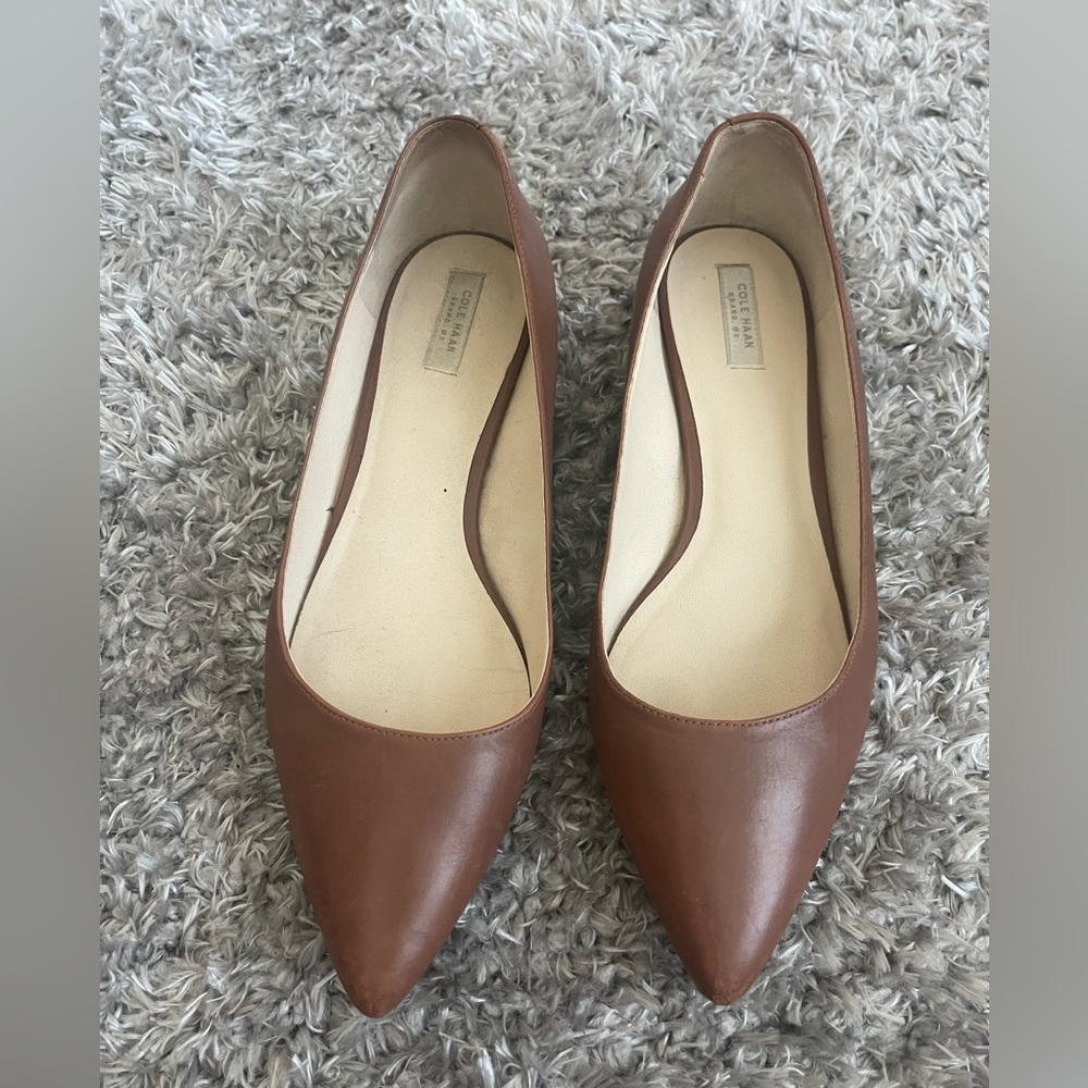 Neutral Leather Shoes Neutral Leather Flats Neutral Leather Pointed Flats